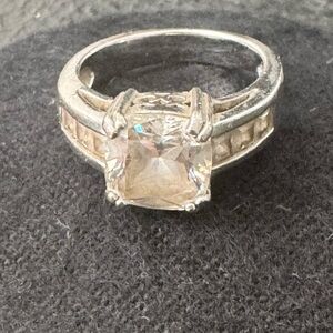 Vintage .925 Cushion Cut Solitaire Ring cz